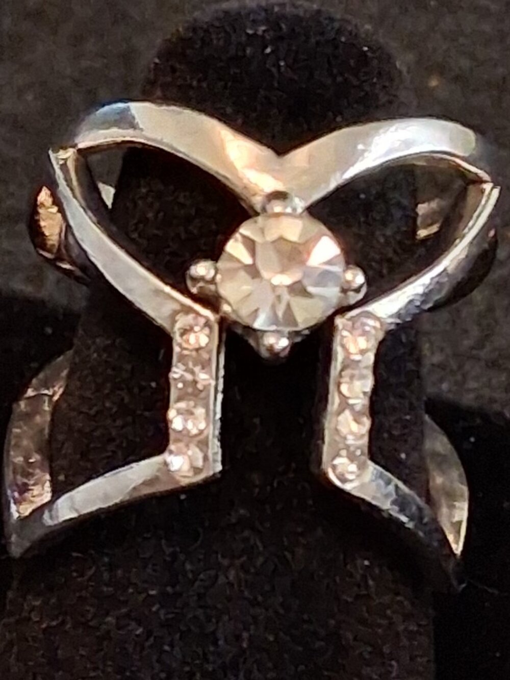 2-Piece Geometric Solitaire Statement Ring & Open Cage Guard Set - Silver Tone